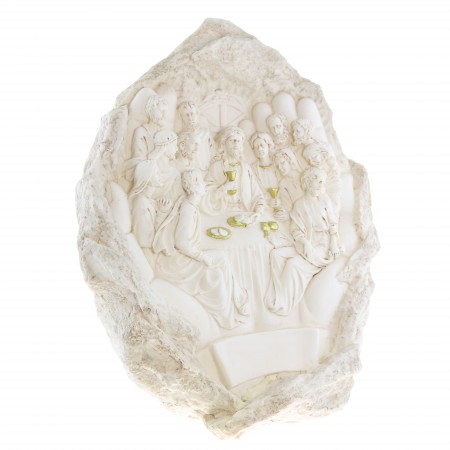 29cm Last Supper of Christ in resin in a hand-shaped rock