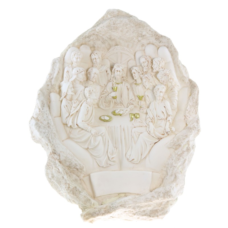 29cm Last Supper of Christ in resin in a hand-shaped rock