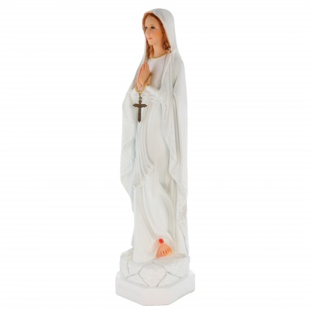 Statue Notre Dame de Lourdes au chapelet blanche 50cm en résine