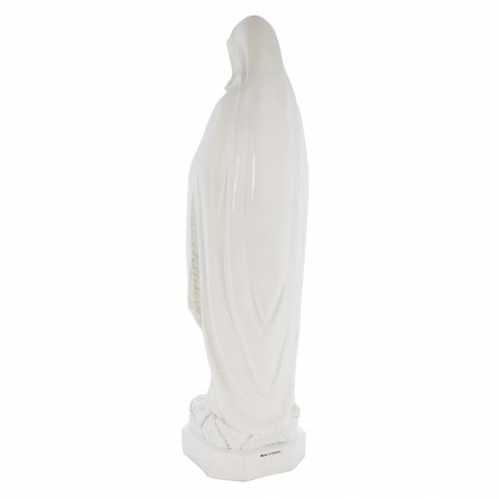 White statue of Our Lady of Lourdes with rosary 50cm in resin