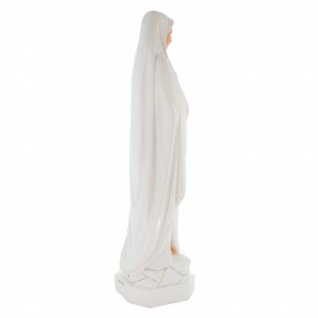 White statue of Our Lady of Lourdes with rosary 50cm in resin