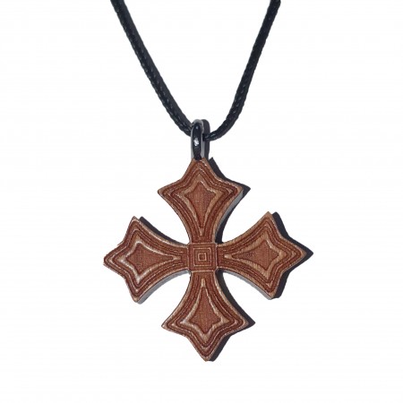 Collana con croce in legno d'acero di 2,8 cm con cordino