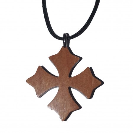 Collana con croce in legno d'acero di 2,8 cm con cordino