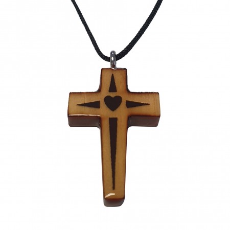 3.5cm maple wood cross necklace with cord