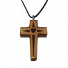 Collier croix en bois d'érable de 3,5cm avec cordon