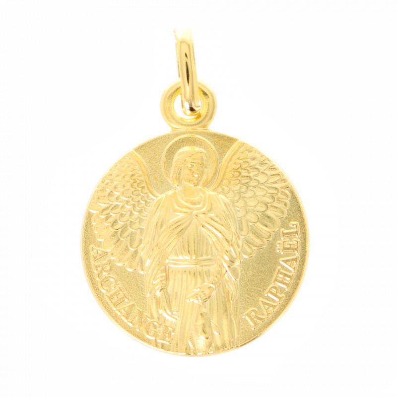 Médaille de Saint Raphaël en plaqué Or de 16mm