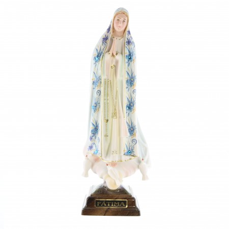 Statua N. Dame de Fatima manto con fiori e brillanti 27cm