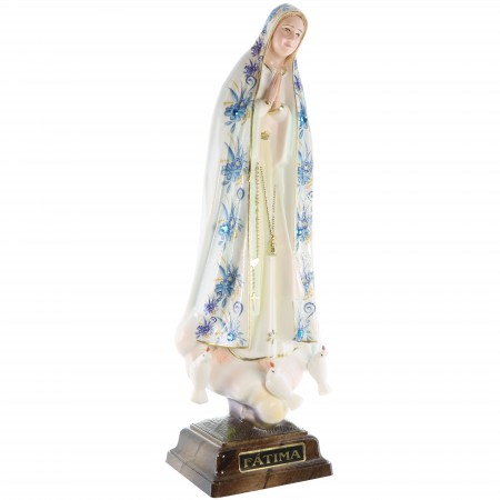 Statua N. Dame de Fatima manto con fiori e brillanti 27cm