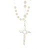 Metal wedding rosary with big white beads