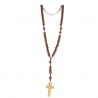 Chapelet en corde avec grains en bois foncé de 12mm et croix en bois d'olivier