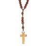 Rosary in rope with 12mm dark wood grains and olive wood cross