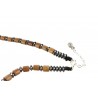 Necklace with wooden bead and hematite and cross pendant