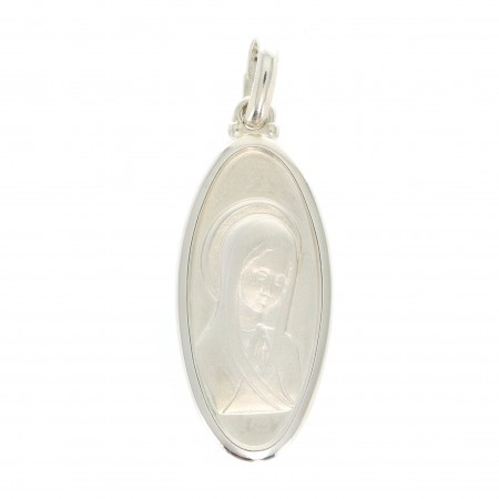Silver oval medal of Our Lady praying