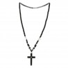 Collier hématite avec pendentif croix avec strass