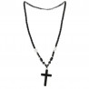 Hematite necklace with cross pendant with rhinestones