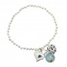 Bracelet grain metal with heart charm and medal Lourdes