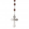 Wooden rosary with oval beads and Bernadette medal