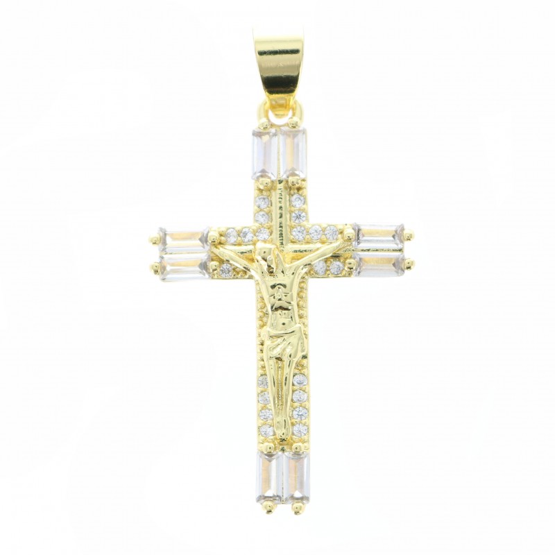 Croix avec le Christ en métal doré de 3.2cm