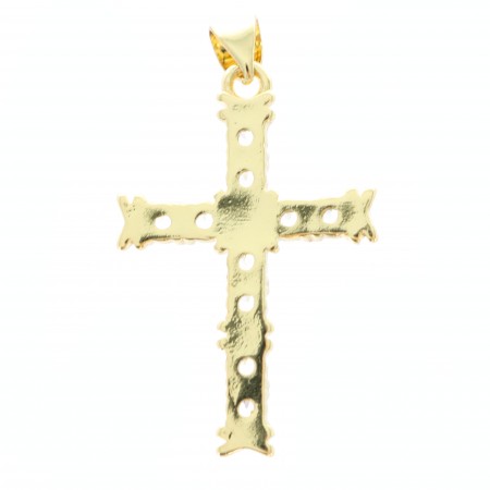Croce in metallo dorato con strass da 3 cm
