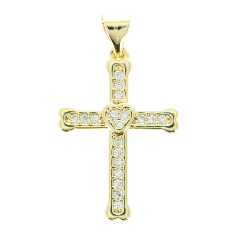 Croix En Métal Doré Avec Zirconium - 4 Cm - Avec Chaîne - 10€ Pièce Au Choix - Neuf Sans Emballage