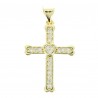 Golden Cross with heart shaped rhinestones 2.3cm