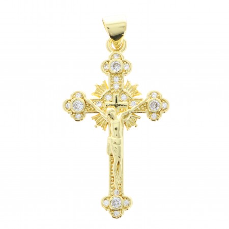 Croix doré avec Christ et strass 3.3cm