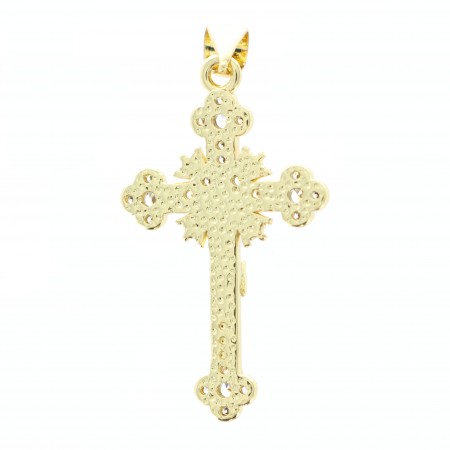 golden cross with Christ and strass 3.3cm