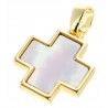 Square cross in mother-of-pearl and gold metal 1.6cm