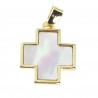 Square cross in mother-of-pearl and gold metal 1.6cm