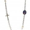 Necklace 3 tens with mother of pearl beads, a cross and an apparition medal