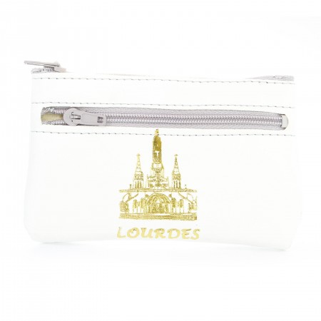 Imitation leather case purse and Basilica of Lourdes
