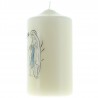 Bougie ivoire de l'Apparition de Lourdes blanc et bleu 15cm