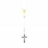 Chapelet doré en nacre et pierres 6mm avec une croix émaillée