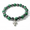 Bracciale di pietre naturali di ematite e malachite con croce