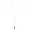 Gold plated mother of pearl and stone rosary 6mm with enamelled cross
