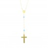Chapelet doré en nacre et pierres 6mm avec une croix émaillée