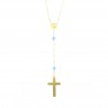 Gold plated mother of pearl and stone rosary 6mm with enamelled cross