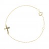 Gold plated bracelet with openwork rhinestone cross and clasp