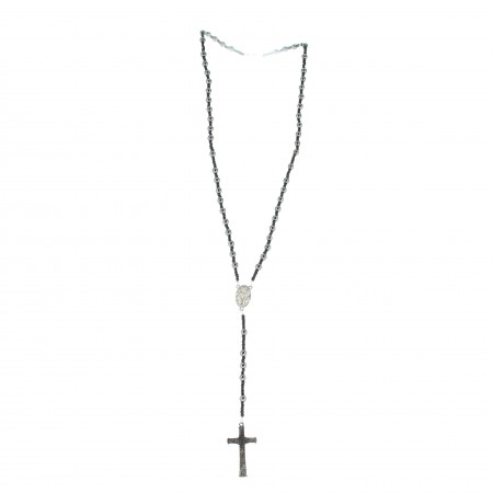Unbreakable 7mm Hematite rosary with metal clasp and cross
