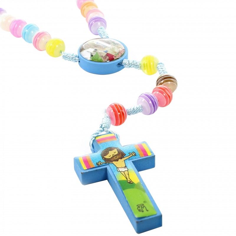 Lourdes rosary for children in rope with coloured beads 8mm