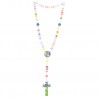 Chapelet de Lourdes pour enfant en corde avec perles de couleur 8mm