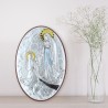 Lourdes Apparition oval silvery religious picture frame 5 x 7 cm