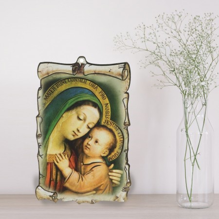 Cornice in legno della Vergine e del Bambino 10x15cm