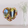 Quadro religioso di legno forma di cuore Apparizione di Lourdes 14,5 x 13,5 cm