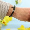 Bracciale di pietre naturali di ematite e agata verde con croce