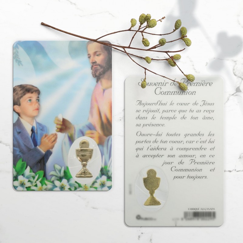 Carte de prière de communion garçon