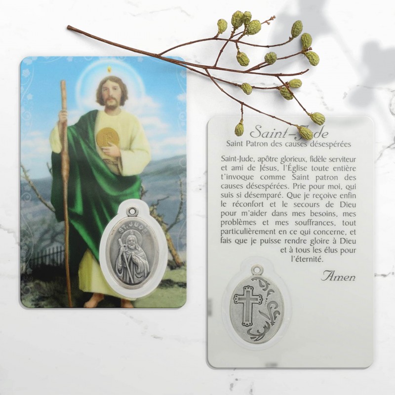 Carte de prière Saint Jude avec médaille