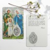 Carte de prière Sainte Famille avec médaille
