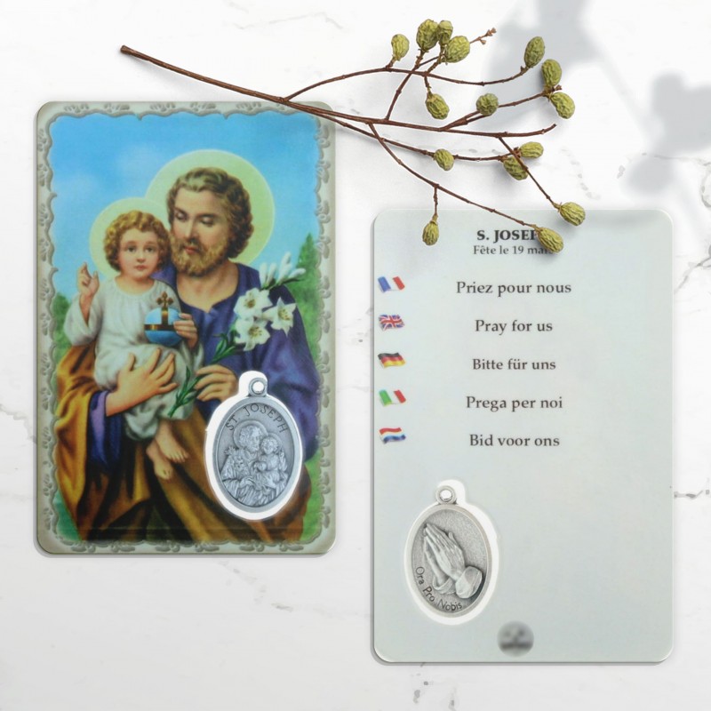 Image religieuse de Saint Joseph avec une médaille