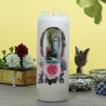 Candela di Novena Apparizione di Lourdes 17,5 cm